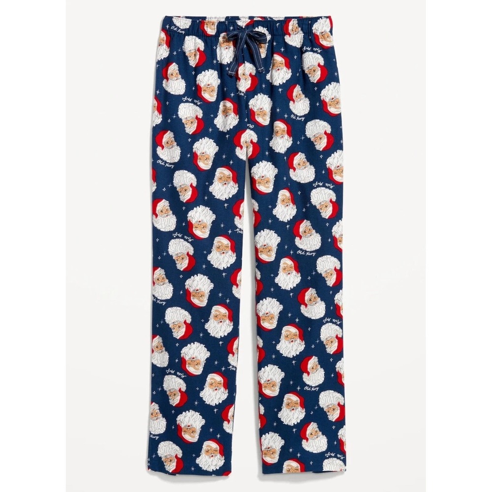 Old Navy Adult Unisex Flannel PJ Pants - Navy Blue Santa Walnut #741085 - XL